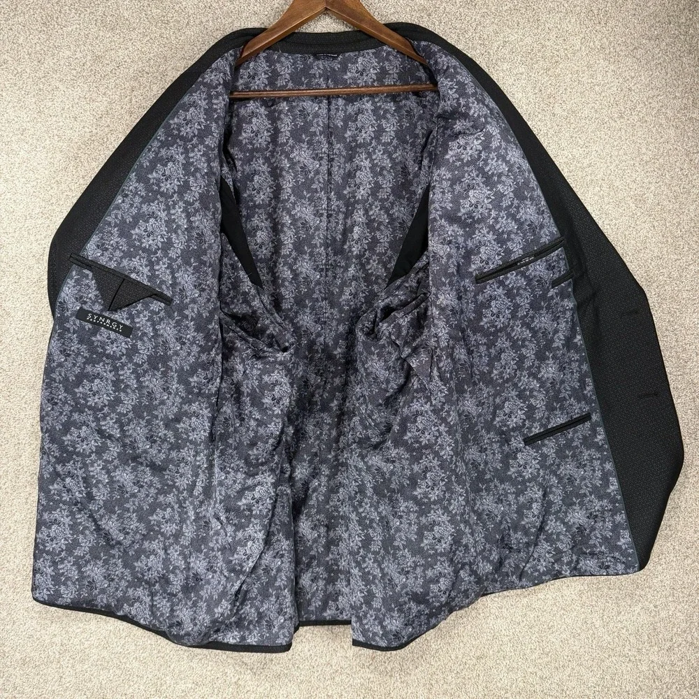 Big And Tall 5XL Grey Black Synergy Performance Blazer Jacket 62/64R Nice!
